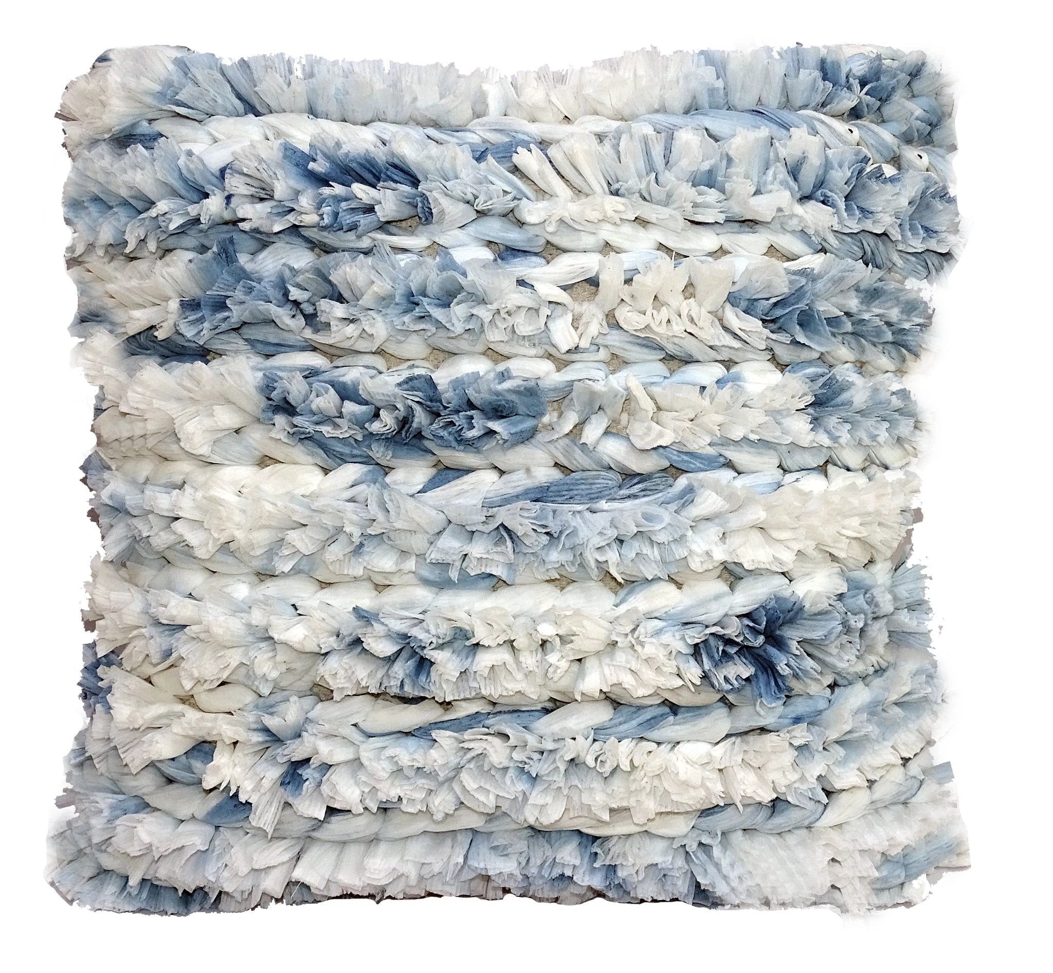 Throw Pillow Cover Blue & White Furry by Vibhsa