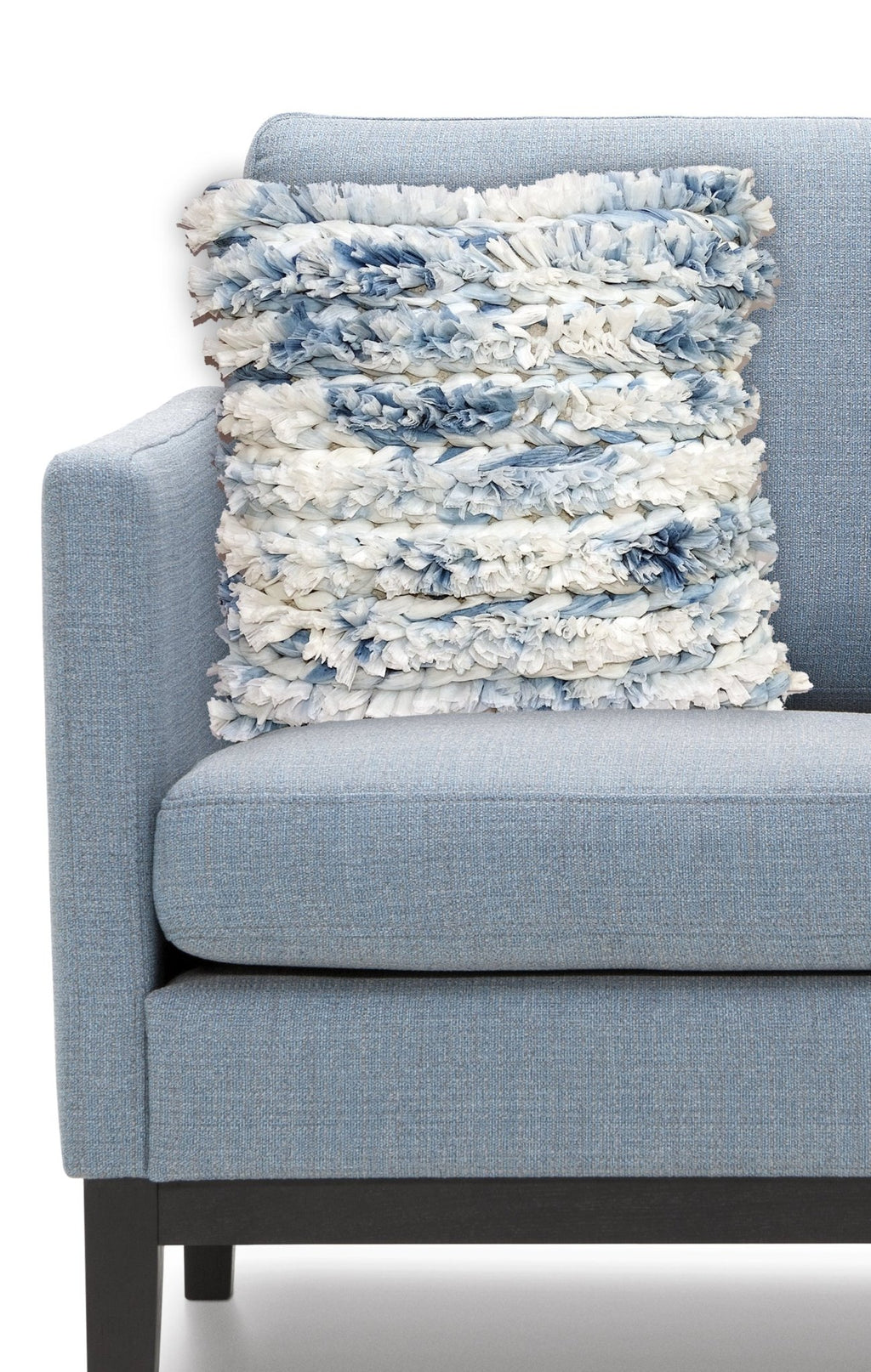 Throw Pillow Cover Blue & White Furry by Vibhsa