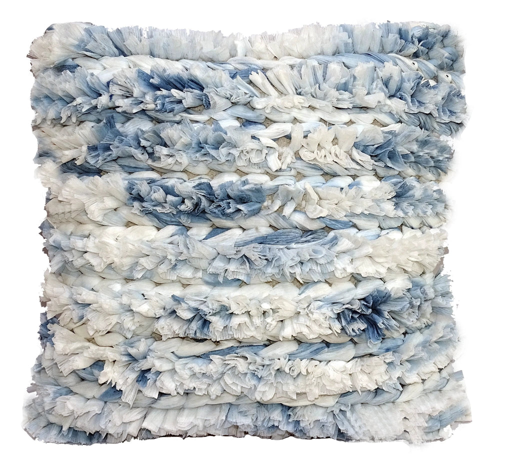 Throw Pillow Cover Blue & White Furry by Vibhsa