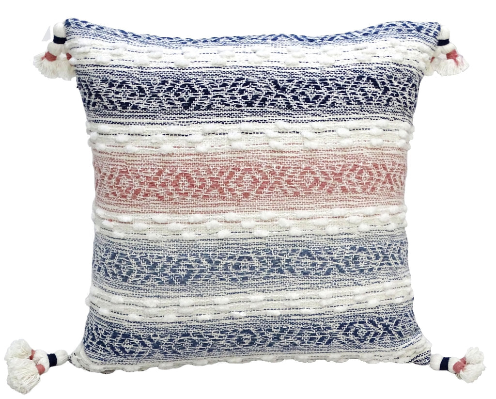 Throw Pillow for sofa with Tassels 22" X 22" Multicolor Insert Included Home Furnishings La Vie Bien Throw Pillow for sofa with Tassels 22" X 22" Multicolor Insert Included