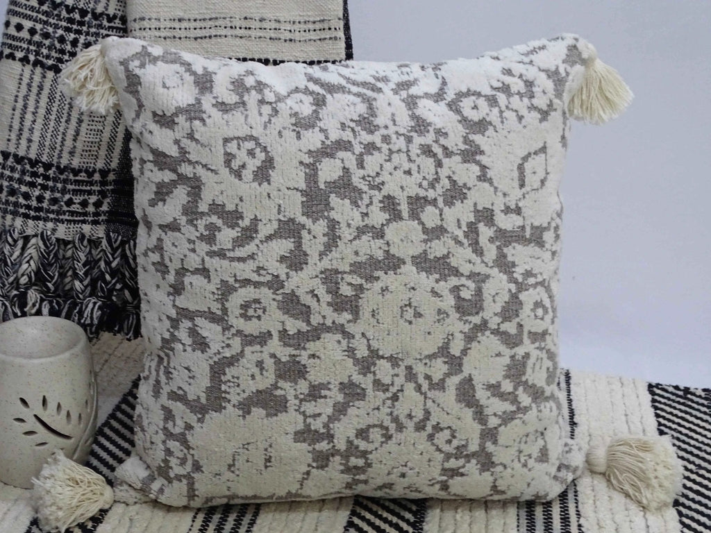 Throw Pillow with Tassels 20" x 20" Insert Included by Vibhsa