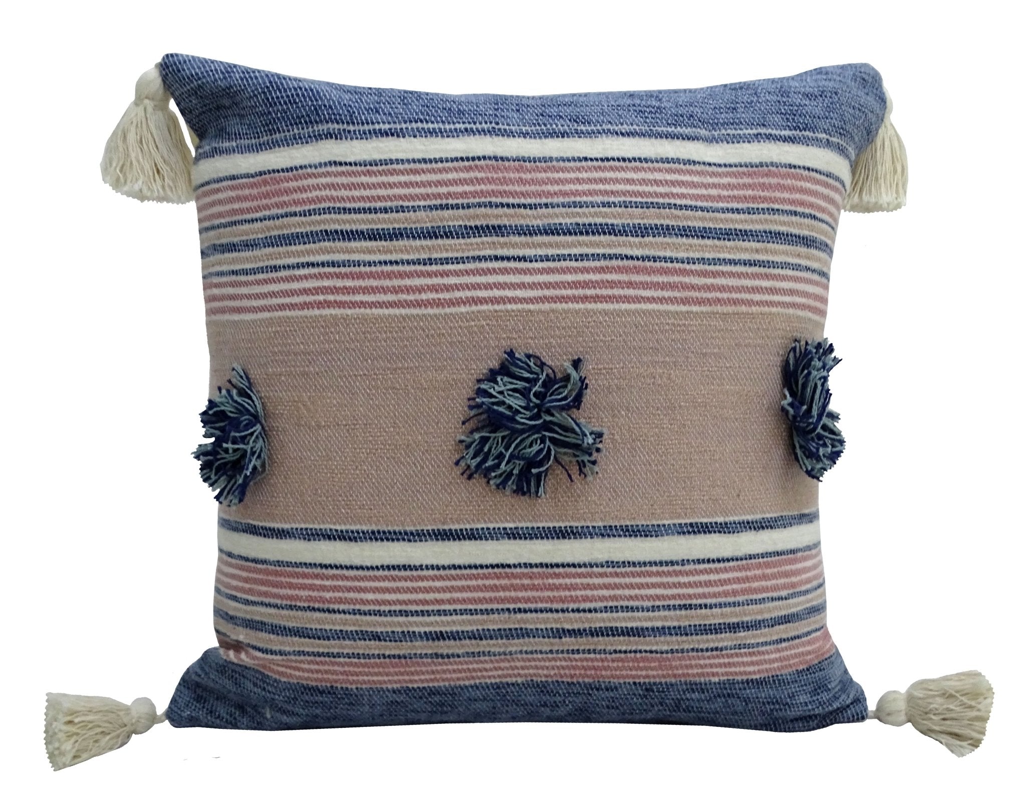 Throw Pillow with Tassels and Pom-Poms 20" x 20" Insert Included Throw Pillow La Vie Bien Throw Pillow with Tassels and Pom-Poms 20" x 20" Insert Included