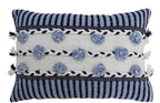 Striped Throw Pillow with Braid and Tassels 14"x20"