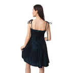 Tia Teal Velvet Short Dress by Raas
