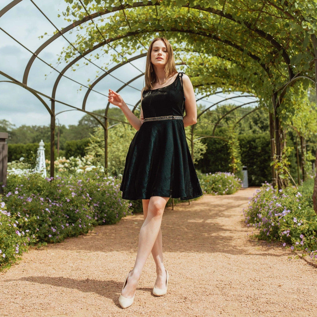 Tia Teal Velvet Short Dress by Raas
