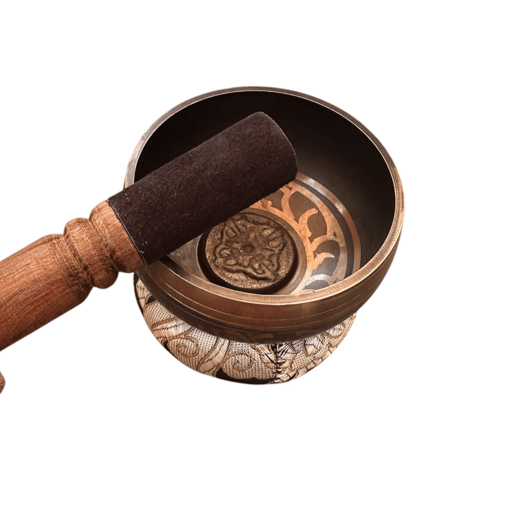 tibetan-singing-bowl-set-handcrafted-bronze-sound-bowl-with-wooden-mallet-silk-cushion-meditation-sound-healing-tool by Music Frog Co