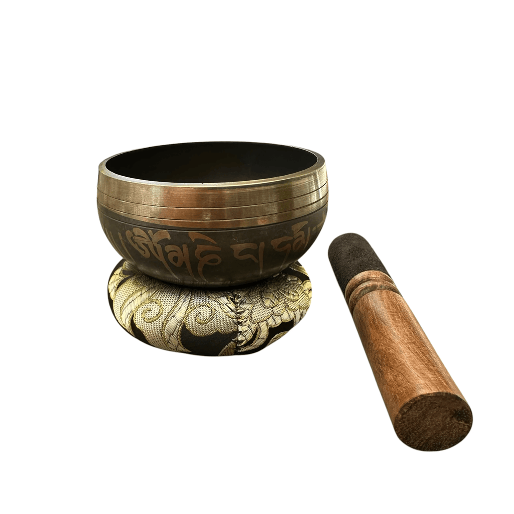 tibetan-singing-bowl-set-handcrafted-bronze-sound-bowl-with-wooden-mallet-silk-cushion-meditation-sound-healing-tool by Music Frog Co