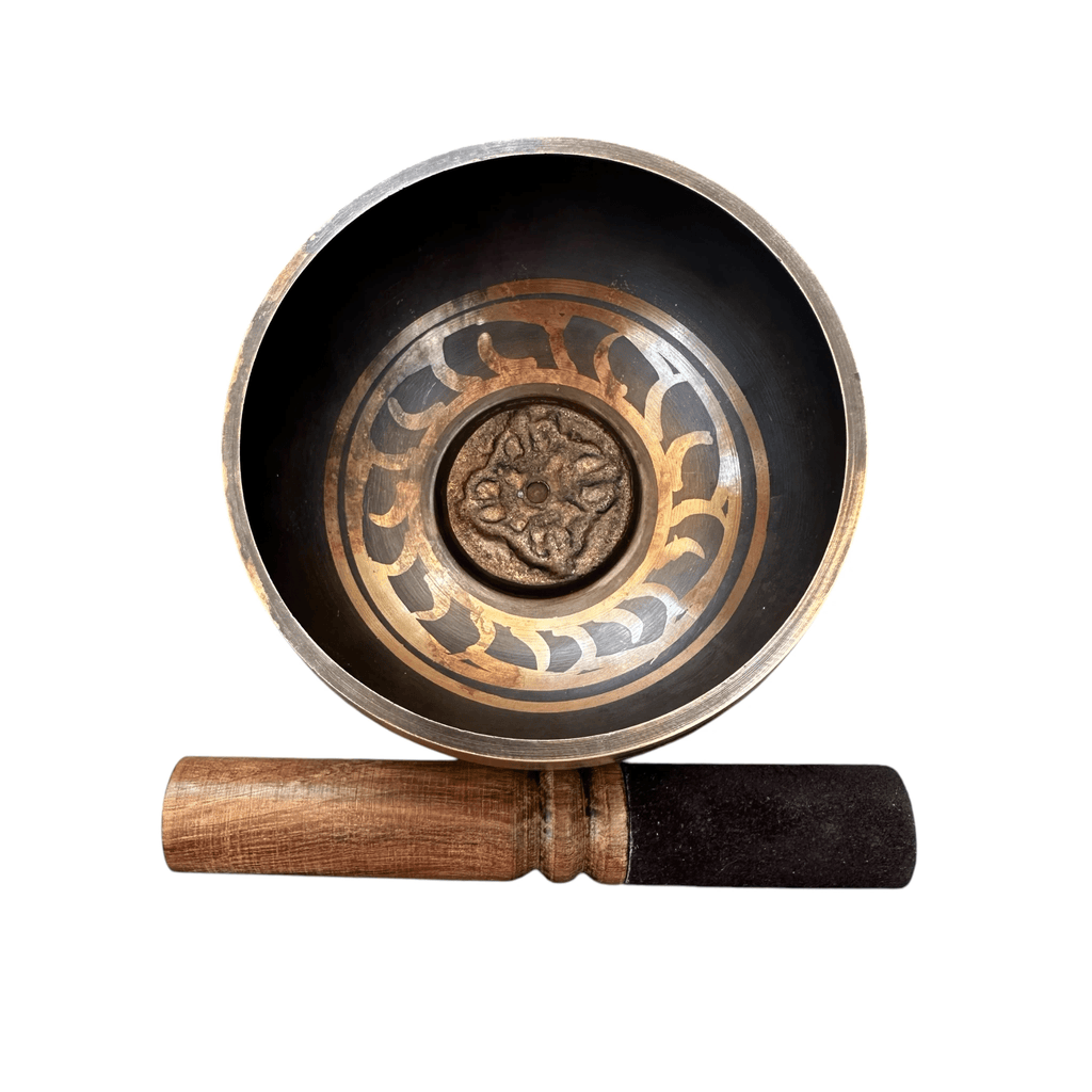 tibetan-singing-bowl-set-handcrafted-bronze-sound-bowl-with-wooden-mallet-silk-cushion-meditation-sound-healing-tool by Music Frog Co