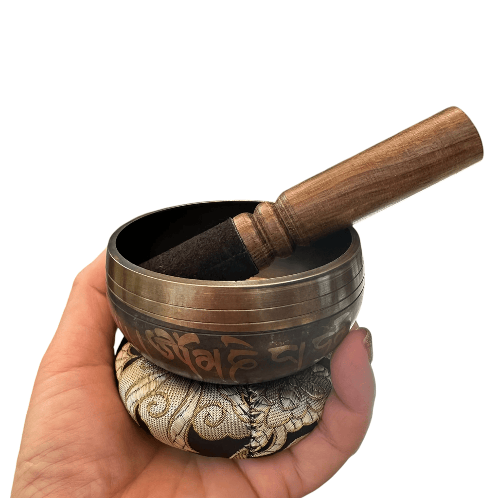 tibetan-singing-bowl-set-handcrafted-bronze-sound-bowl-with-wooden-mallet-silk-cushion-meditation-sound-healing-tool by Music Frog Co