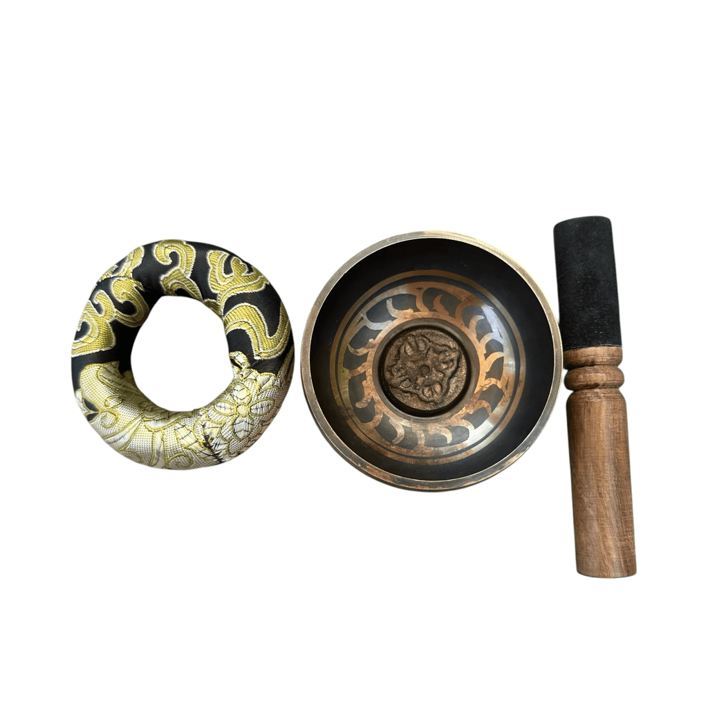 tibetan-singing-bowl-set-handcrafted-bronze-sound-bowl-with-wooden-mallet-silk-cushion-meditation-sound-healing-tool by Music Frog Co