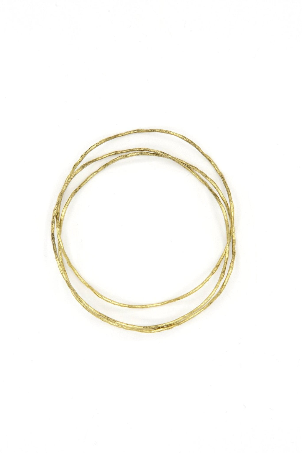 Tidalwave Hammered Brass Bangle Set by Fair Anita