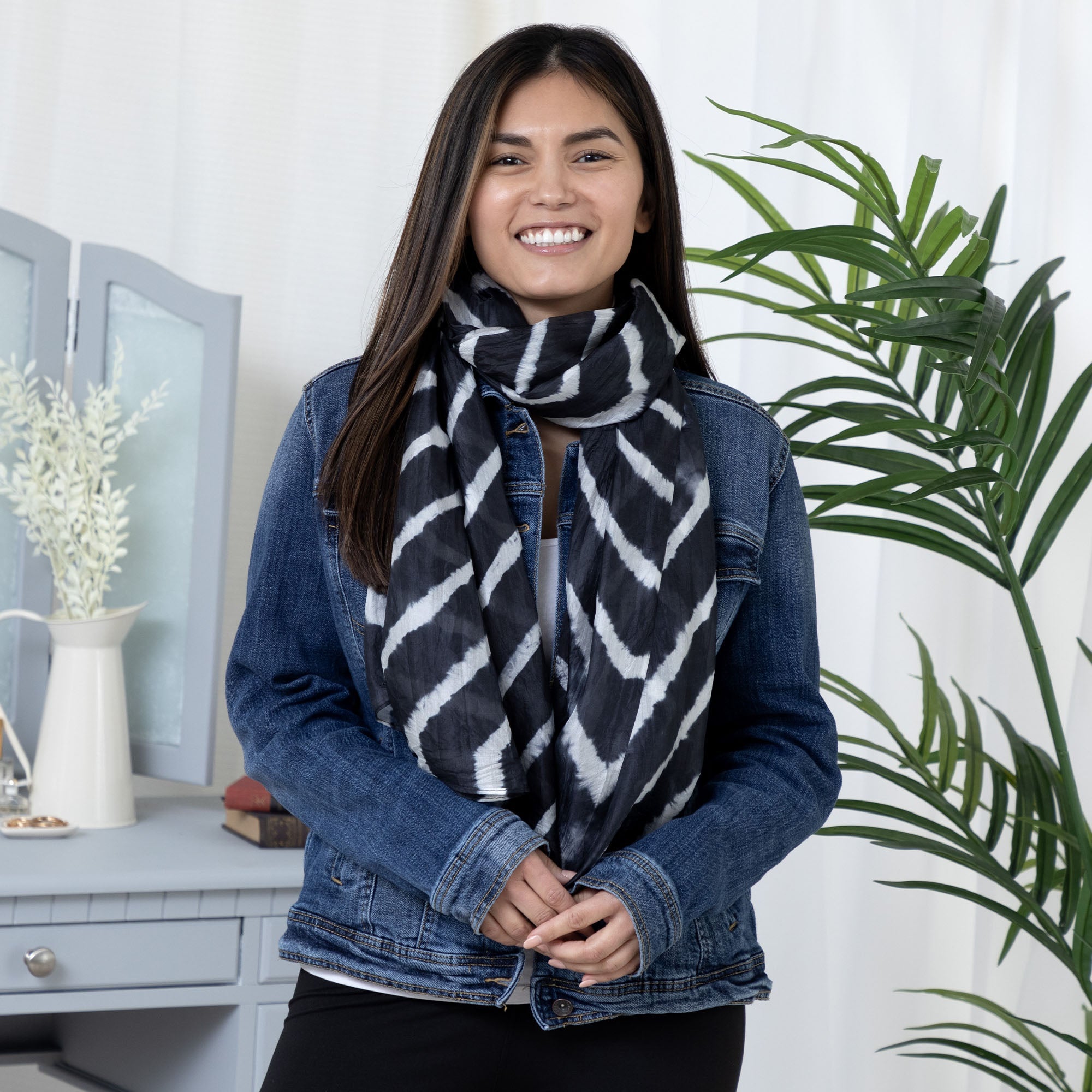 Tie-Dye Stripe Silk Scarf Scarves & Bandanas La Vie Bien Tie-Dye Stripe Silk Scarf