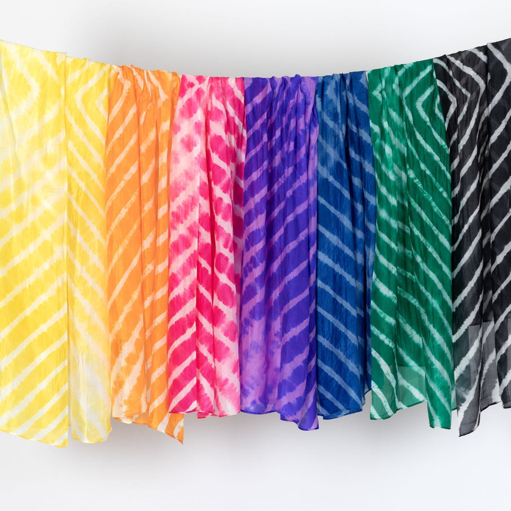 Tie-Dye Stripe Silk Scarf Scarves & Bandanas La Vie Bien Tie-Dye Stripe Silk Scarf