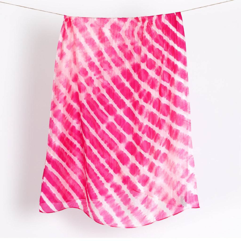 Tie-Dye Stripe Silk Scarf Scarves & Bandanas La Vie Bien Tie-Dye Stripe Silk Scarf
