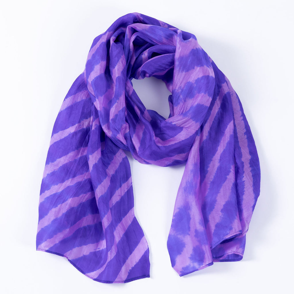 Tie-Dye Stripe Silk Scarf Scarves & Bandanas La Vie Bien Tie-Dye Stripe Silk Scarf