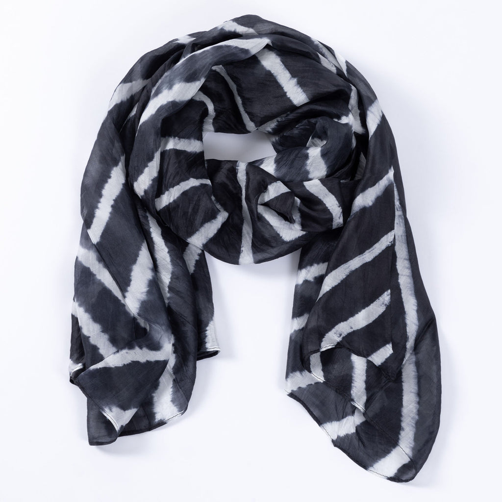 Tie-Dye Stripe Silk Scarf Scarves & Bandanas La Vie Bien Tie-Dye Stripe Silk Scarf