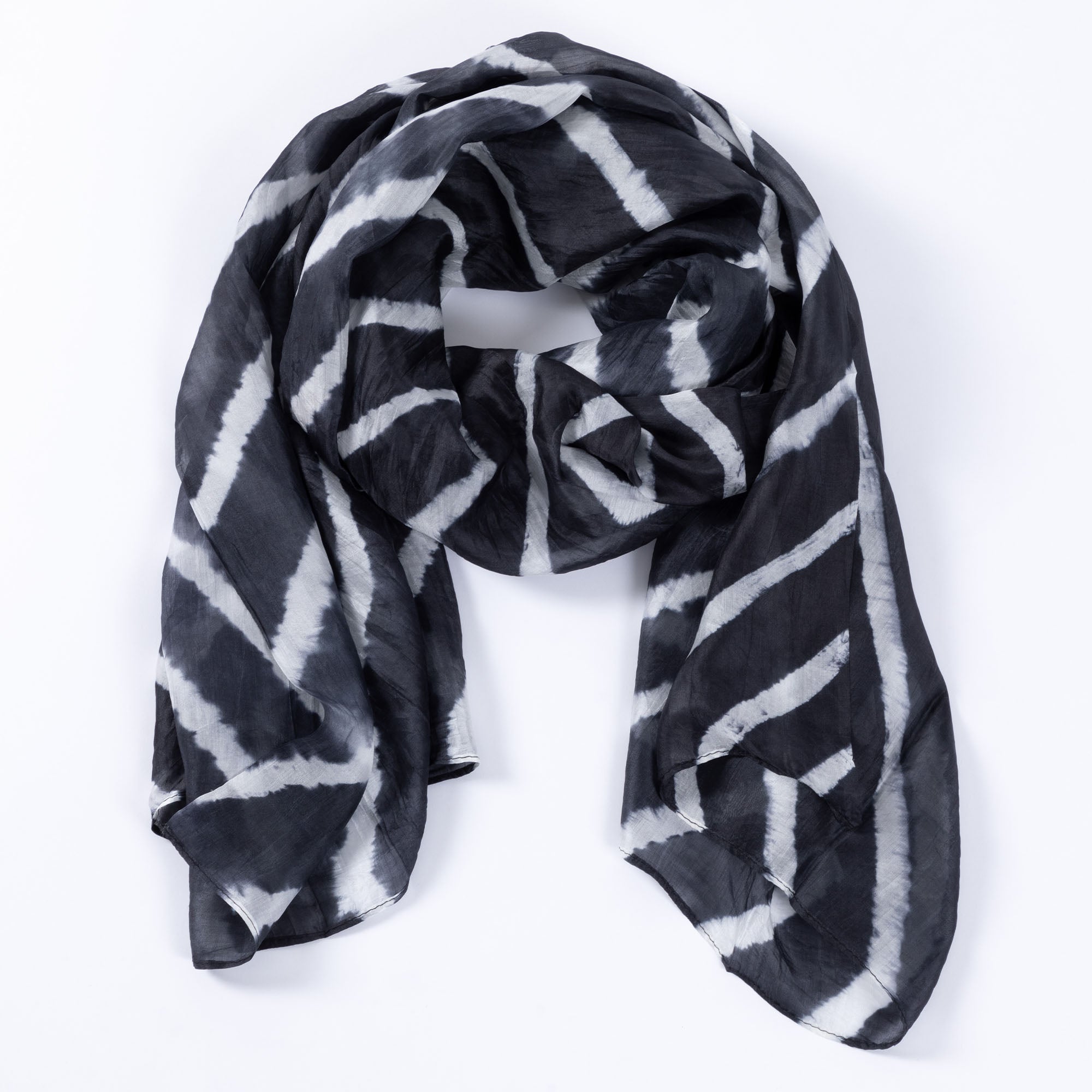 Tie-Dye Stripe Silk Scarf Scarves & Bandanas La Vie Bien Tie-Dye Stripe Silk Scarf