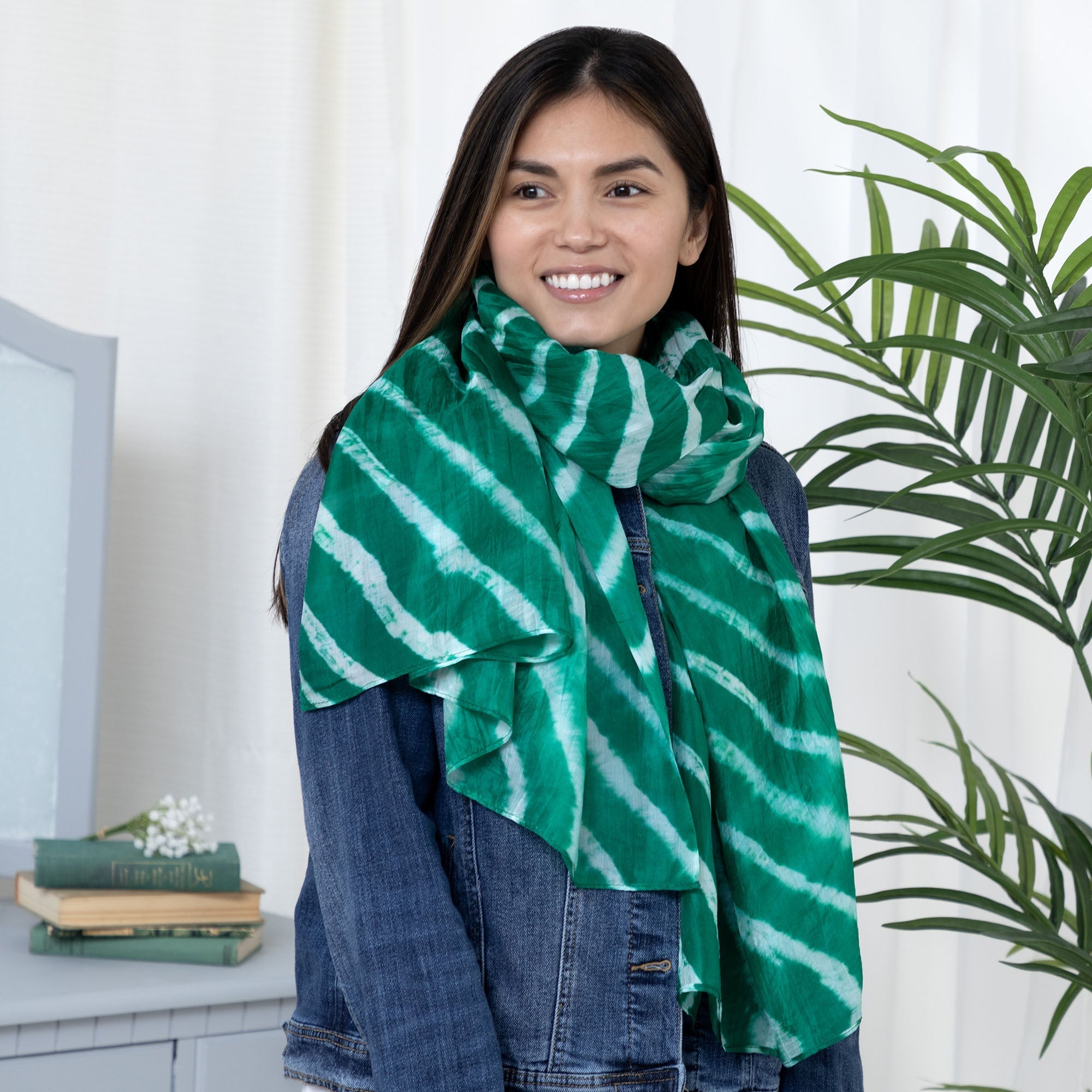 Tie-Dye Stripe Silk Scarf Scarves & Bandanas La Vie Bien Tie-Dye Stripe Silk Scarf