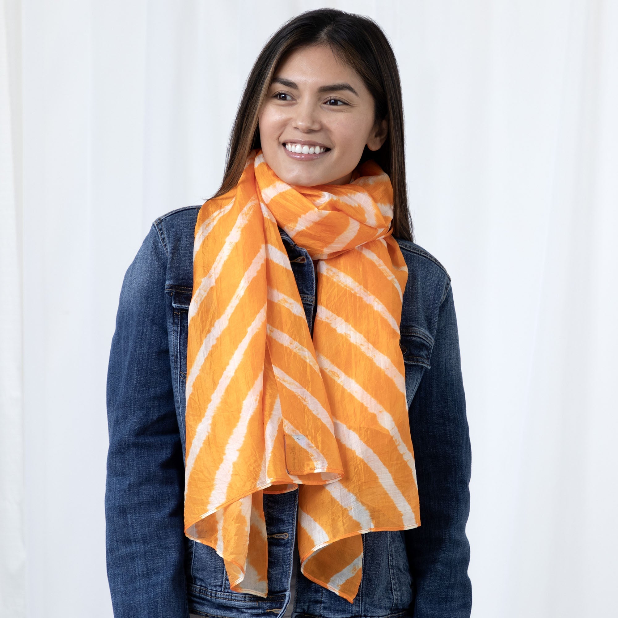 Tie-Dye Stripe Silk Scarf Scarves & Bandanas La Vie Bien Tie-Dye Stripe Silk Scarf