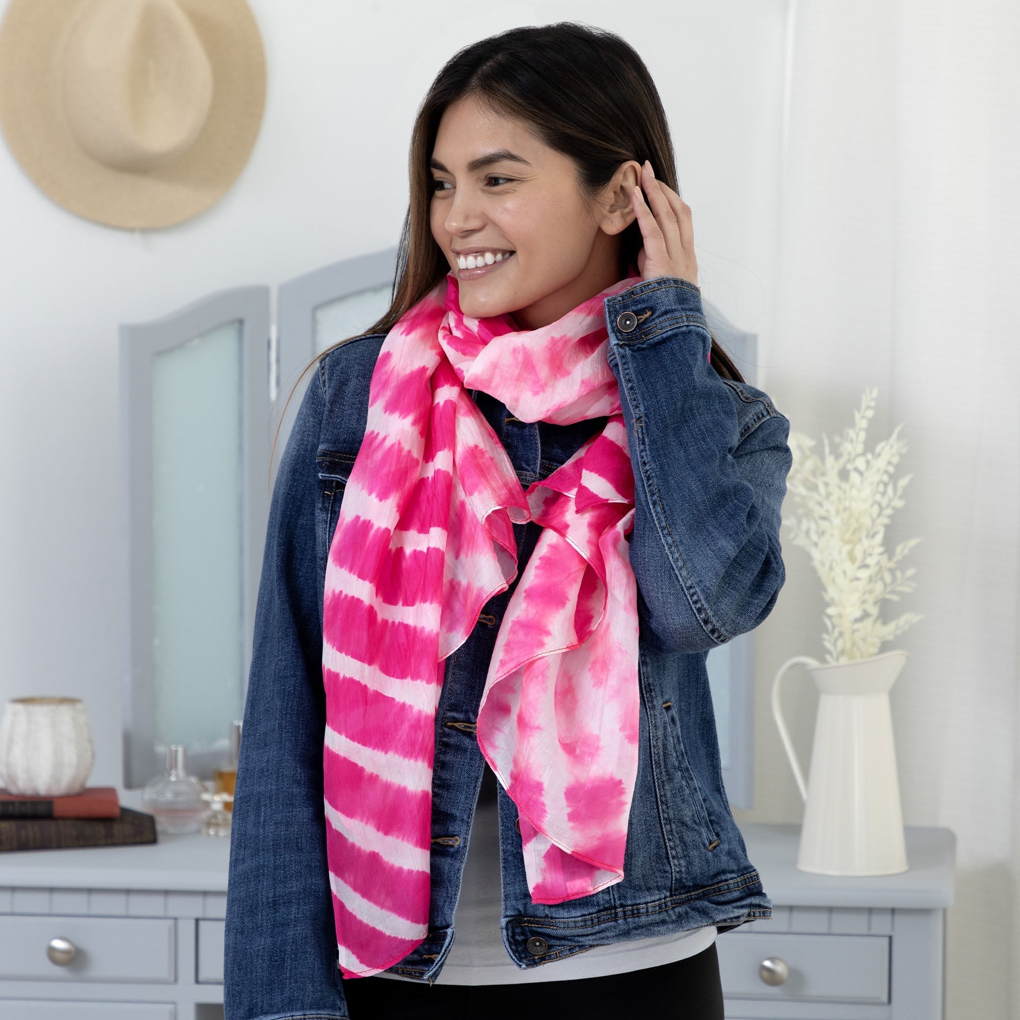 Tie-Dye Stripe Silk Scarf Scarves & Bandanas La Vie Bien Tie-Dye Stripe Silk Scarf