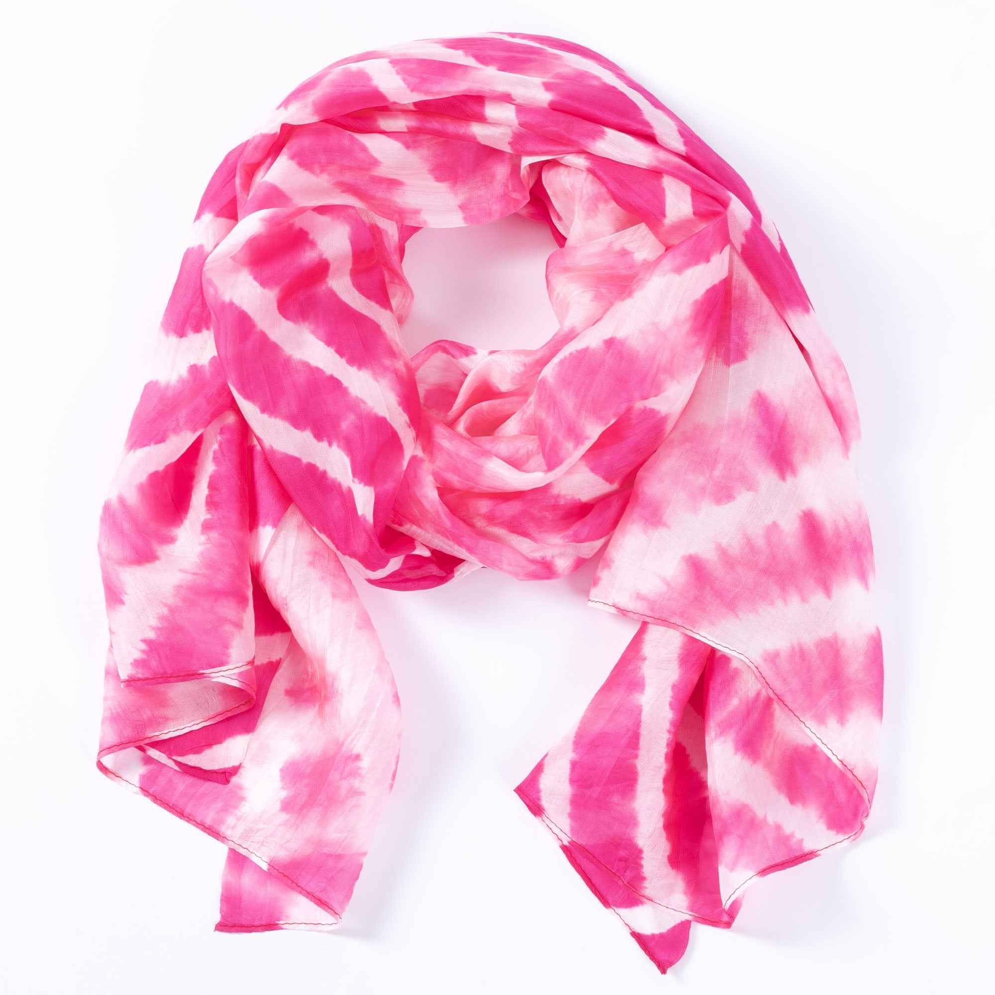 Tie-Dye Stripe Silk Scarf Scarves & Bandanas La Vie Bien Tie-Dye Stripe Silk Scarf