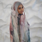 Tie-Dye Watercolor Print Satin Hijab Scarf(MH212) La Vie Bien Tie-Dye Watercolor Print Satin Hijab Scarf(MH212)