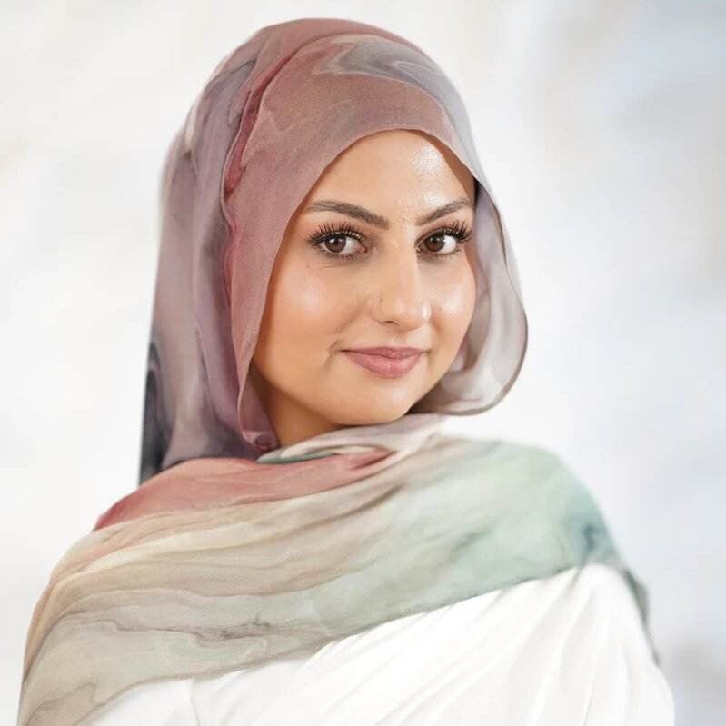 Tie-Dye Watercolor Print Satin Hijab Scarf(MH212) La Vie Bien Tie-Dye Watercolor Print Satin Hijab Scarf(MH212)