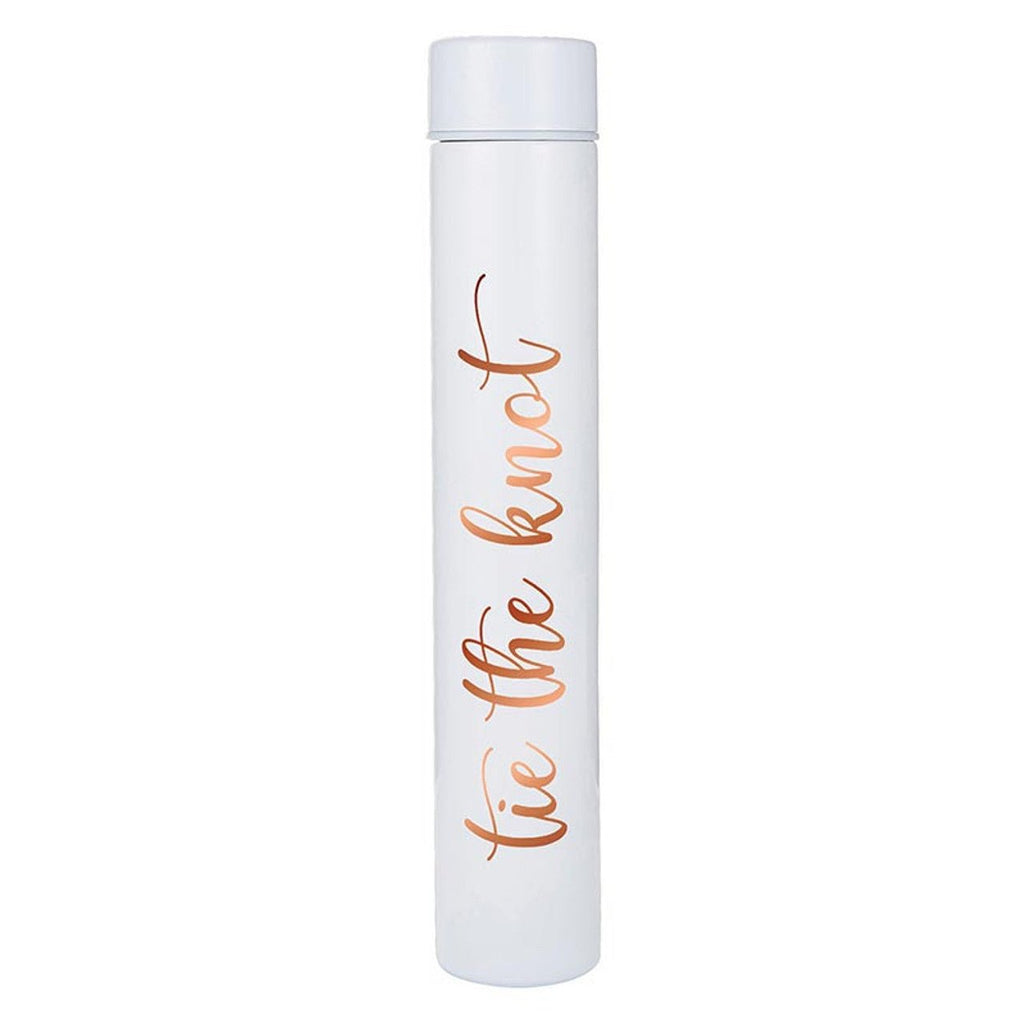 Tie The Knot Flask Bottle in White | Insulated Stainless Steel Wedding or Bridesmaid Gift Flask Bottle La Vie Bien Tie The Knot Flask Bottle in White | Insulated Stainless Steel Wedding or Bridesmaid Gift