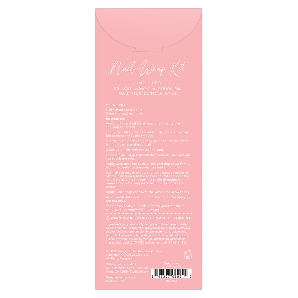 Tiger Love Nail Wrap Kit in Pink | Nail Care Arts Tools Accessories | On - the - go Travel Kit