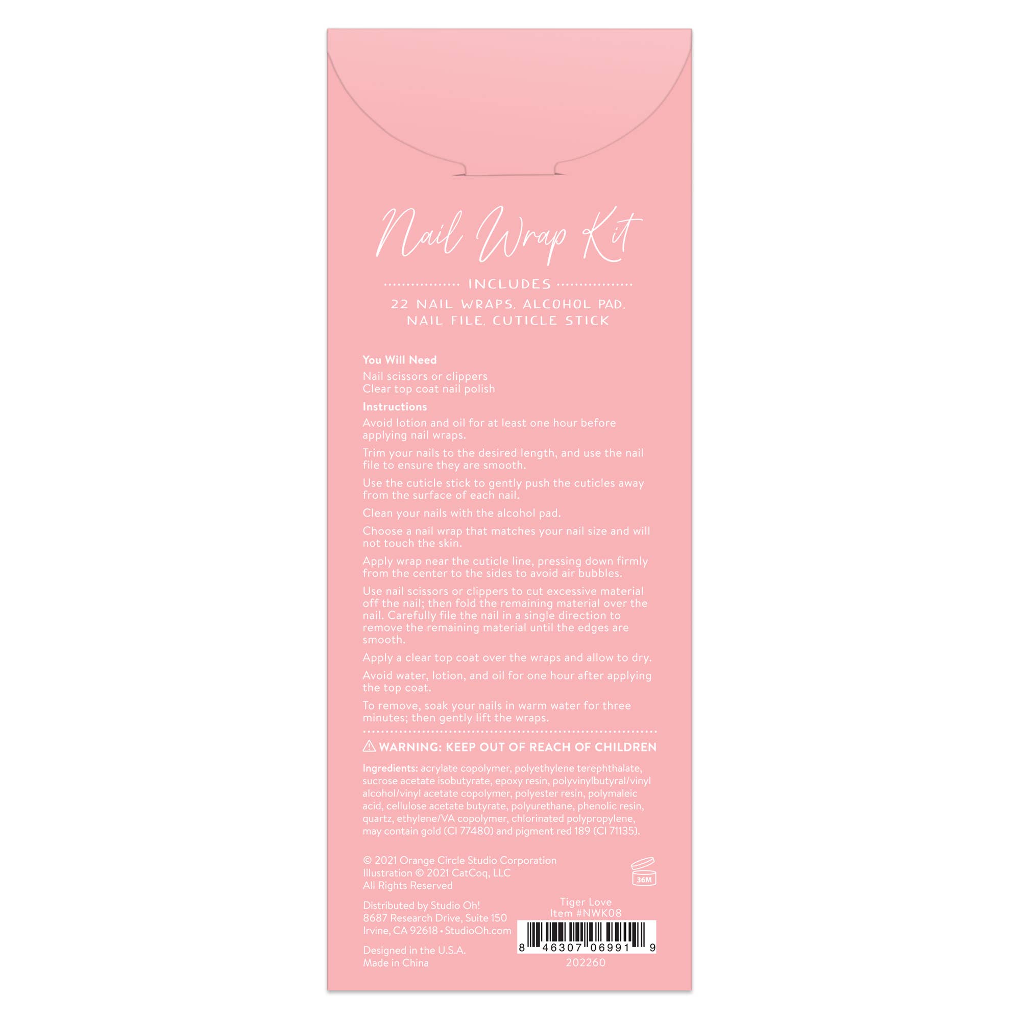 Tiger Love Nail Wrap Kit in Pink | Nail Care Arts Tools Accessories | On - the - go Travel Kit