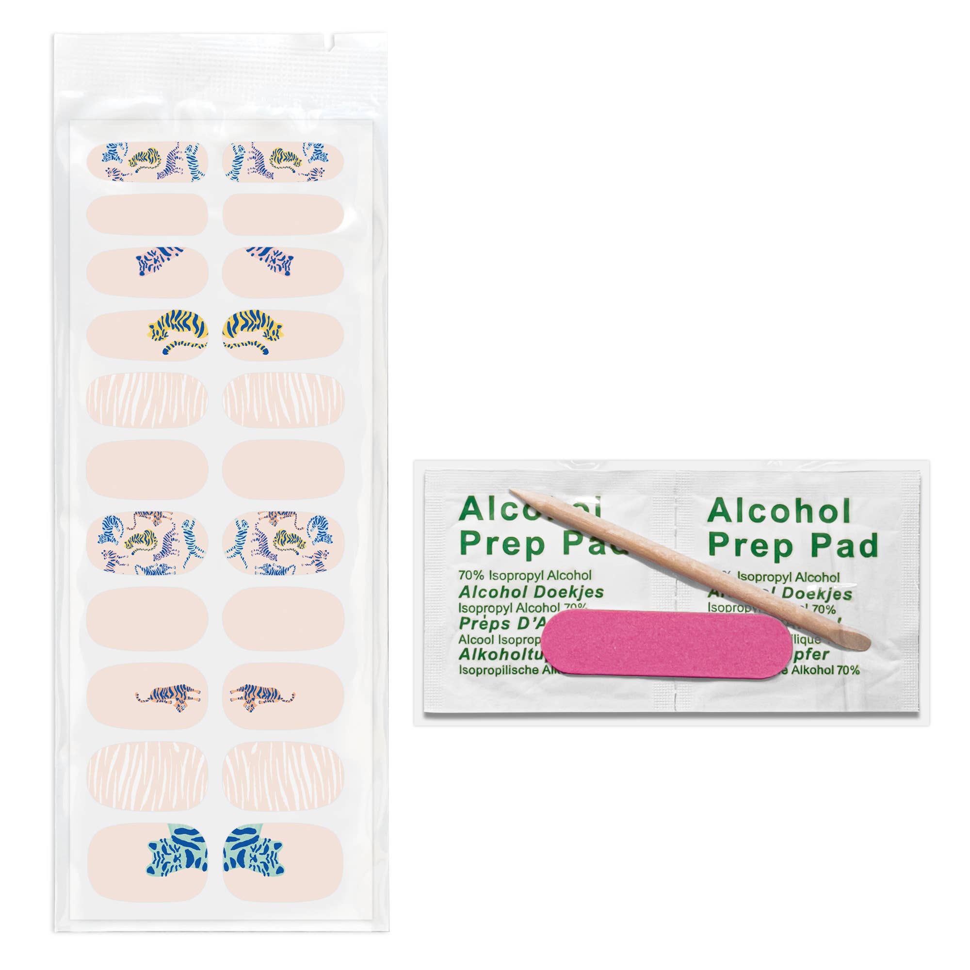 Tiger Love Nail Wrap Kit in Pink | Nail Care Arts Tools Accessories | On - the - go Travel Kit