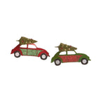 Tin Punch Buggy with Tree Ornament Set of 2 by Bethany Lowe Designs Holiday Ornaments La Vie Bien Tin Punch Buggy with Tree Ornament Set of 2 by Bethany Lowe Designs