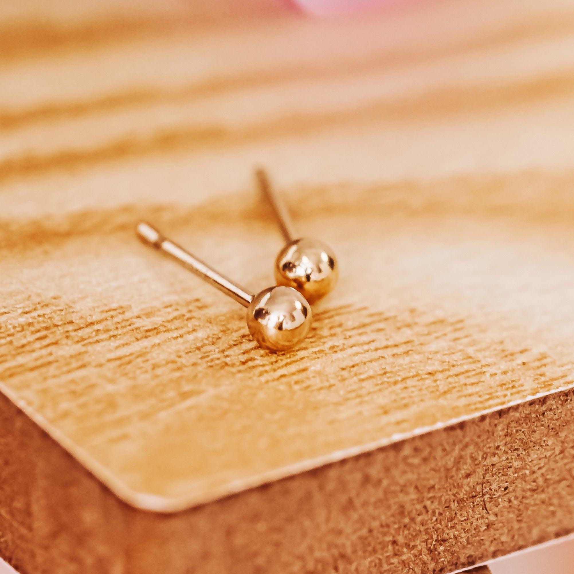 Tiny Gold Ball Stud Earrings Earrings La Vie Bien Tiny Gold Ball Stud Earrings