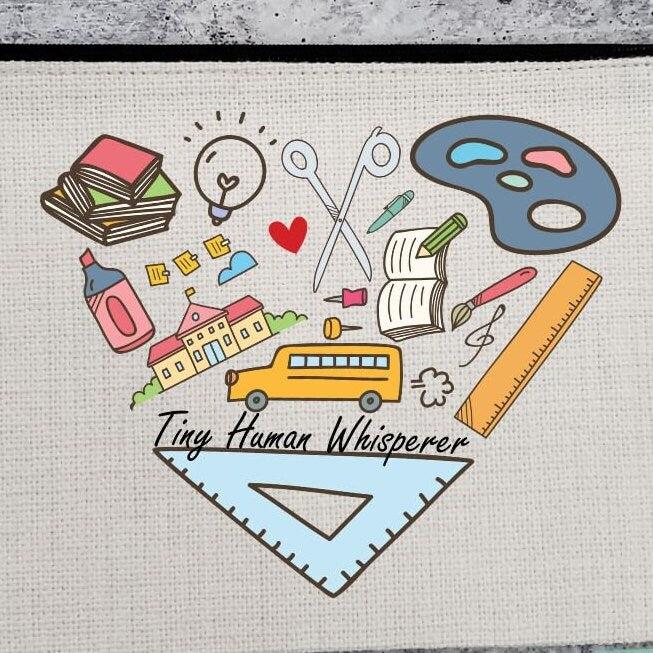 Tiny Human Whisperer Pencil Case for Teacher Pouches & Totes La Vie Bien Tiny Human Whisperer Pencil Case for Teacher