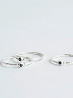 Tiny Stone Sterling Stacking Ring Set - Black