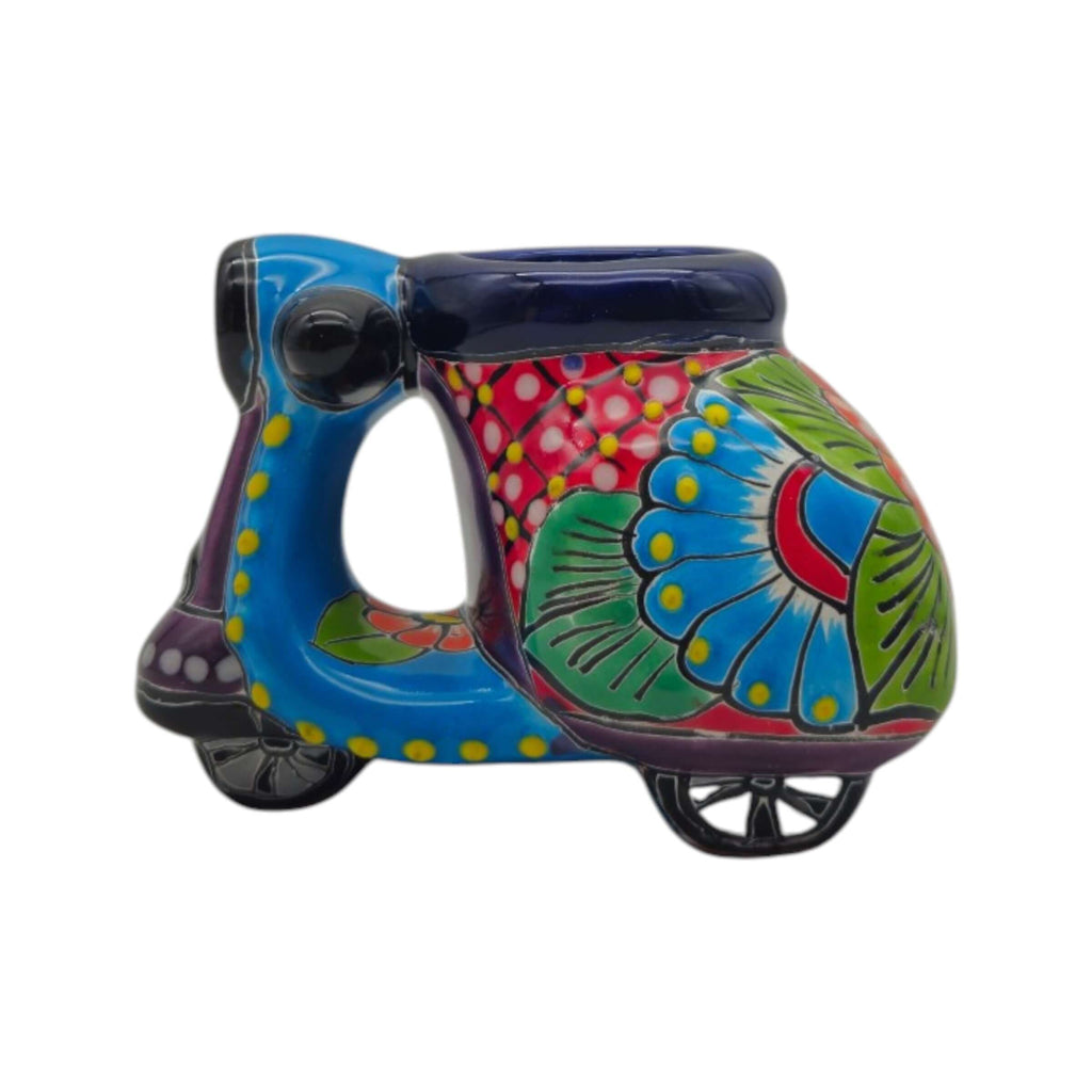Colorful Talavera Scooter Planter | Mexican Art Decor