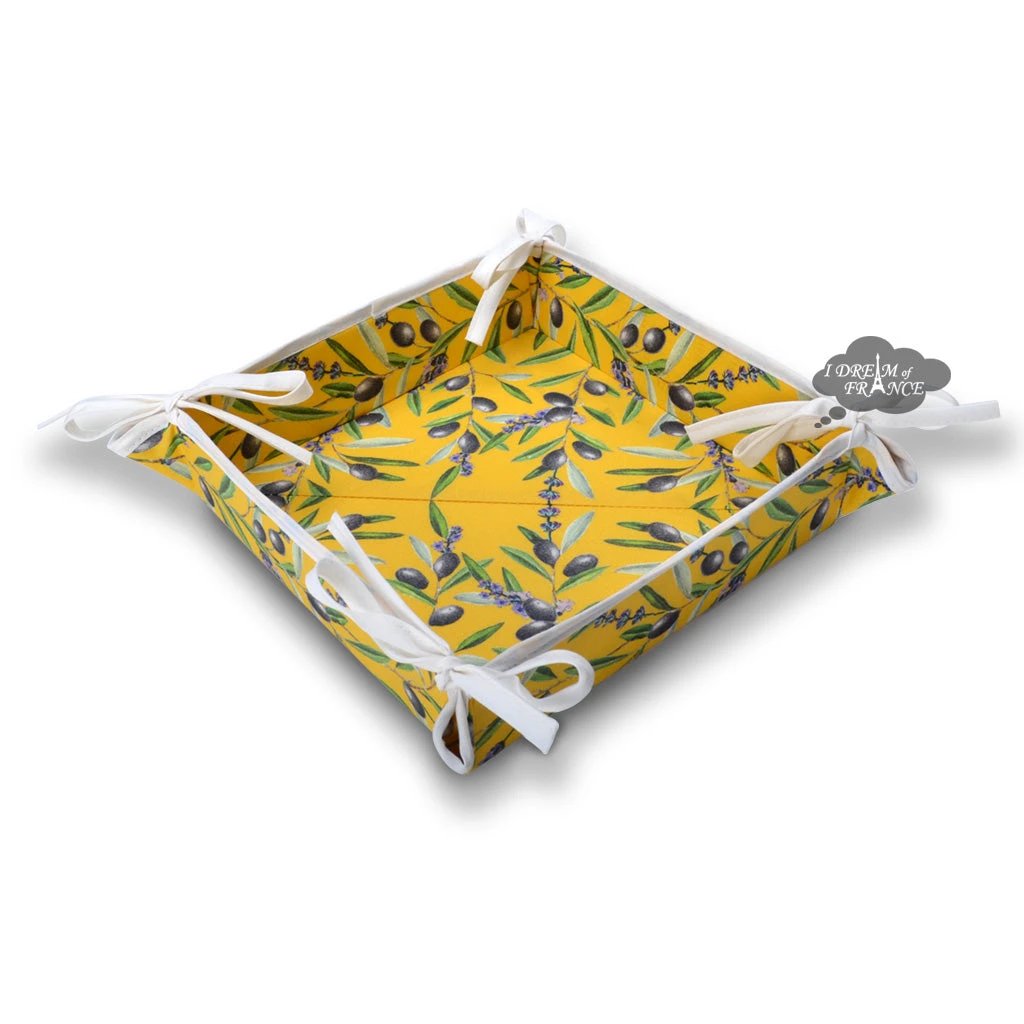 Lauris Yellow Coated Cotton French Bread Basket by Tissus Toselli by I Dream of France