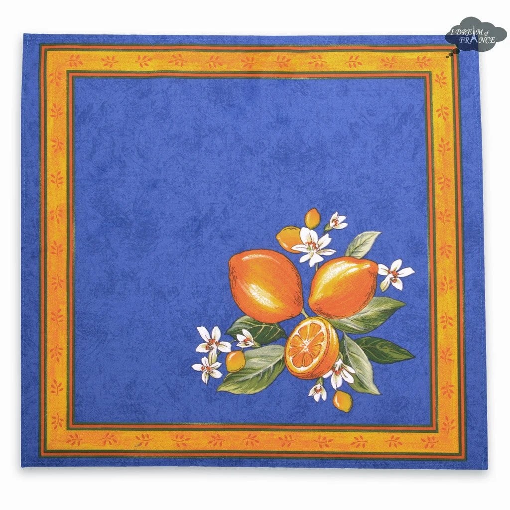 Lemons Blue Provence Cotton Napkin by Tissus Toselli by I Dream of France