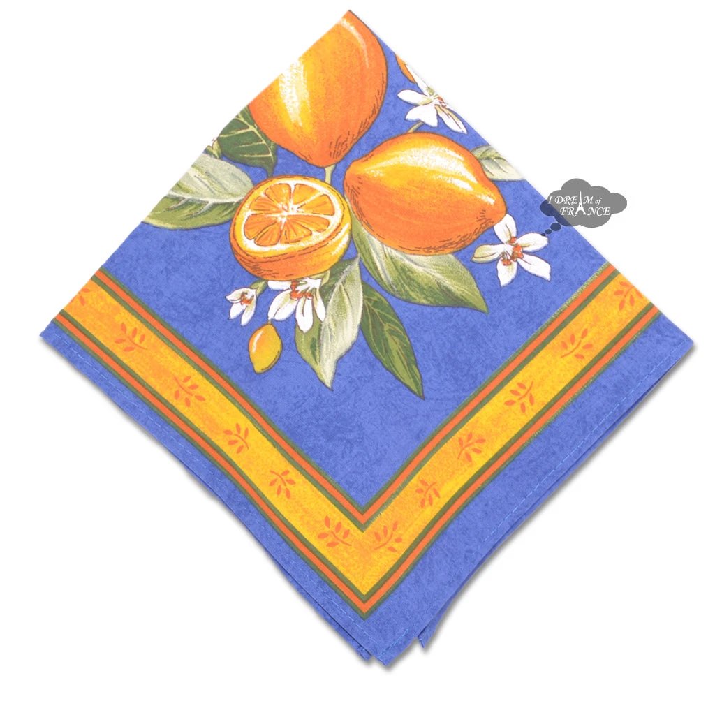 Lemons Blue Provence Cotton Napkin by Tissus Toselli by I Dream of France