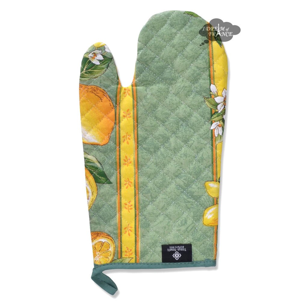 Lemons Green Cotton Oven Mitt by Tissus Toselli by I Dream of France
