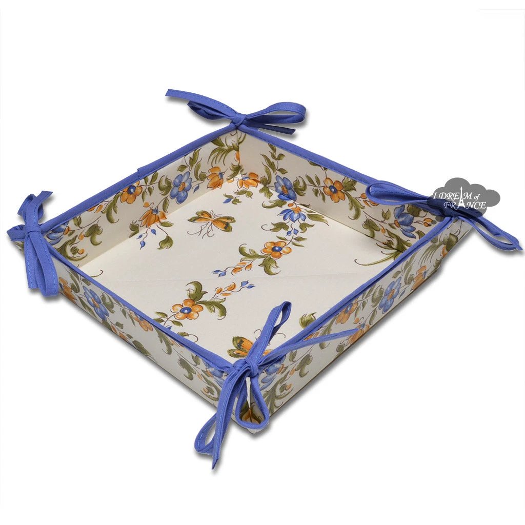 Moustiers Blue & Cream Acrylic-coated Cotton Bread Basket by I Dream of France