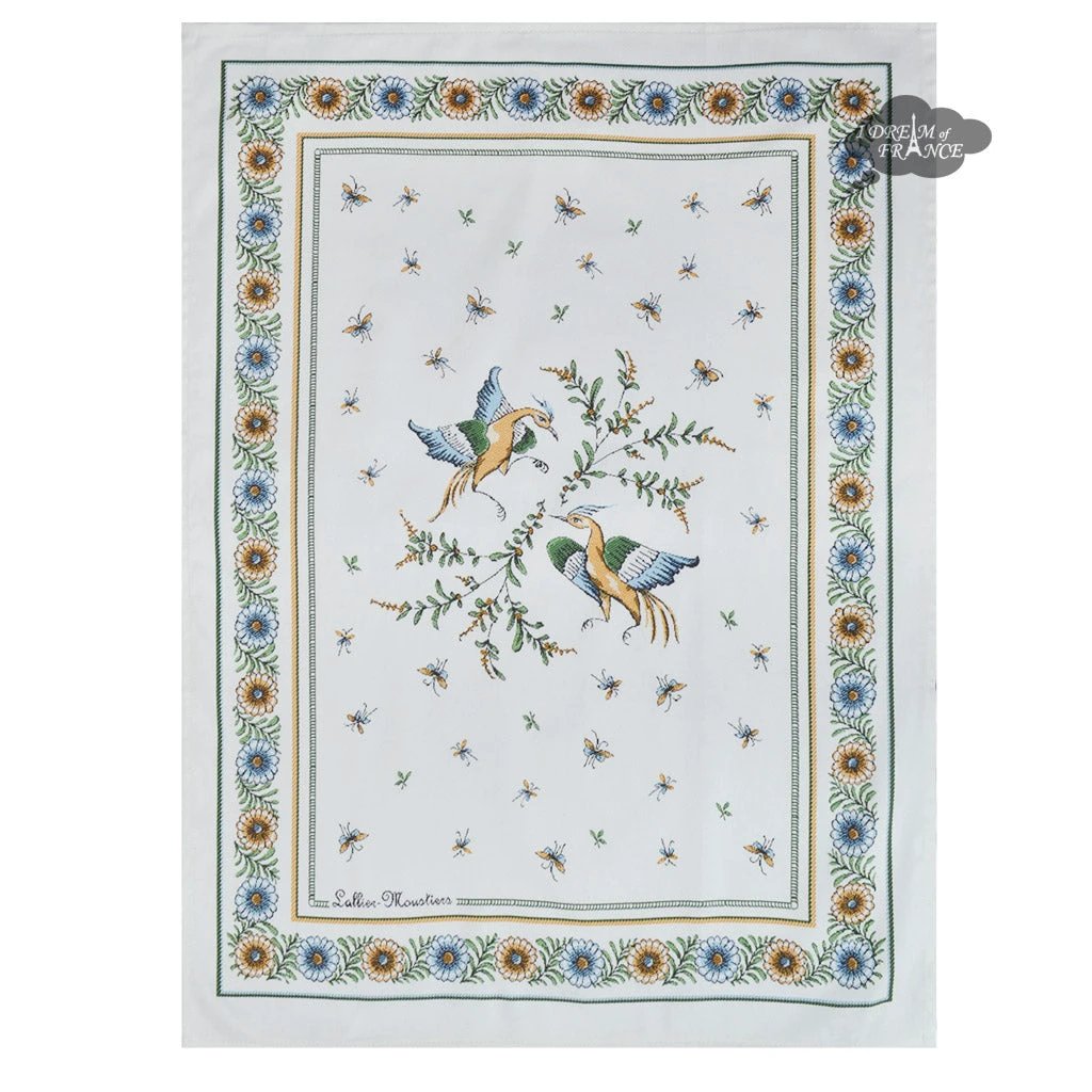 Moustiers Green & Cream French Cotton Kitchen Towel by Tissus Toselli by I Dream of France