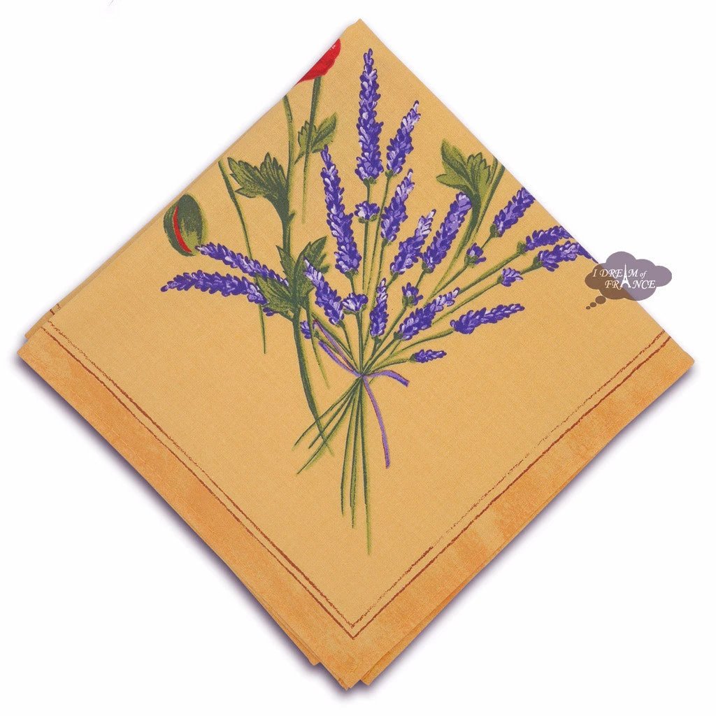 Poppies Yellow Provence Cotton Napkin by Tissus Toselli by I Dream of France