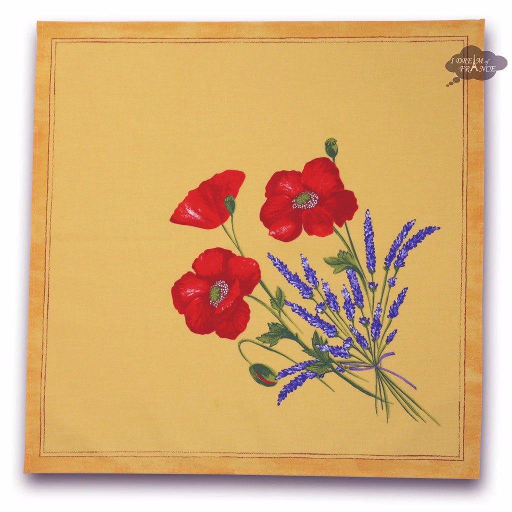 Poppies Yellow Provence Cotton Napkin by Tissus Toselli by I Dream of France