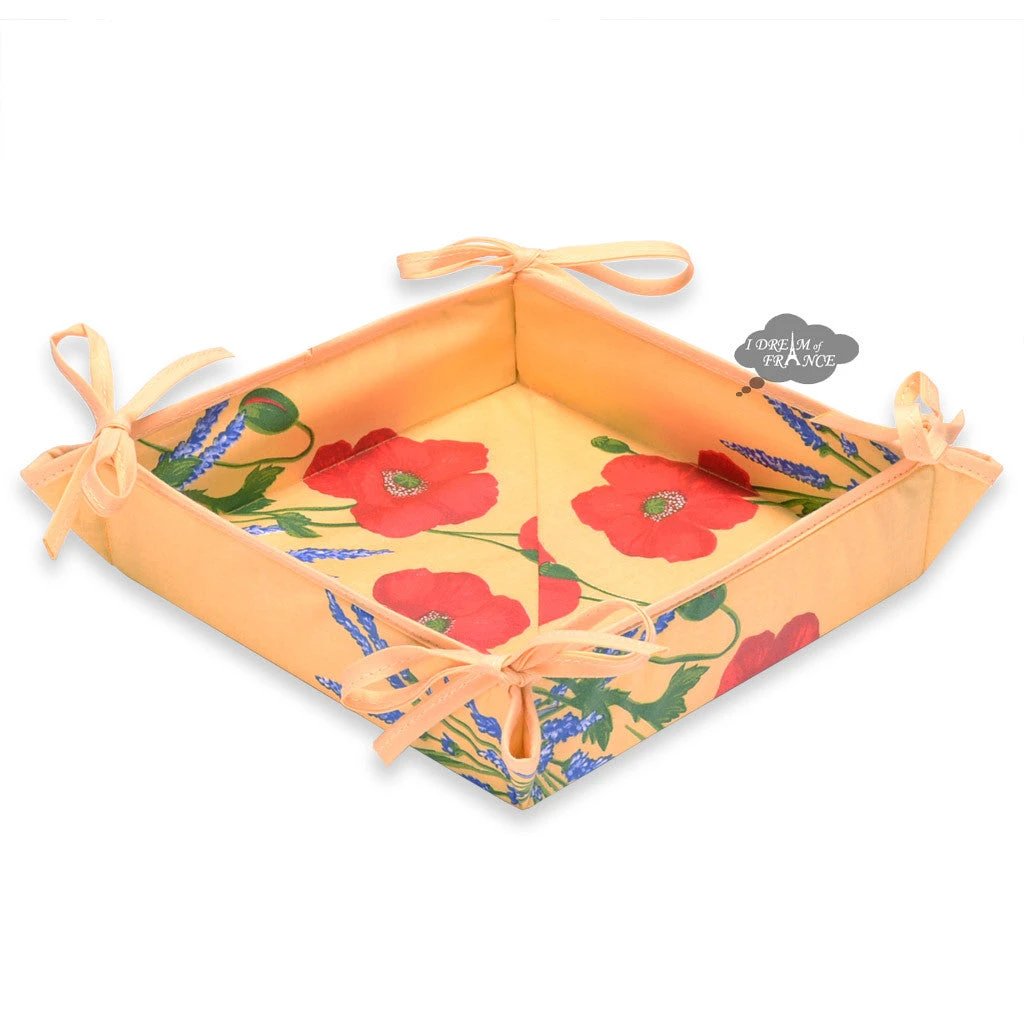 Poppies Yellow Acrylic Coated Bread Basket by Tissus Toselli by I Dream of France