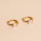 Titanium Baguette Crystal Rounded Huggie Hoop Earrings Rounded Huggie Hoops La Vie Bien Titanium Baguette Crystal Rounded Huggie Hoop Earrings