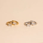 Titanium Baguette Crystal Rounded Huggie Hoop Earrings Rounded Huggie Hoops La Vie Bien Titanium Baguette Crystal Rounded Huggie Hoop Earrings