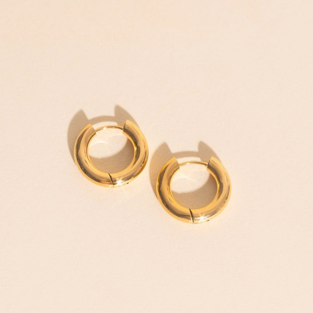 Titanium Chunky Rounded Huggie Hoop Earrings Earrings La Vie Bien Titanium Chunky Rounded Huggie Hoop Earrings