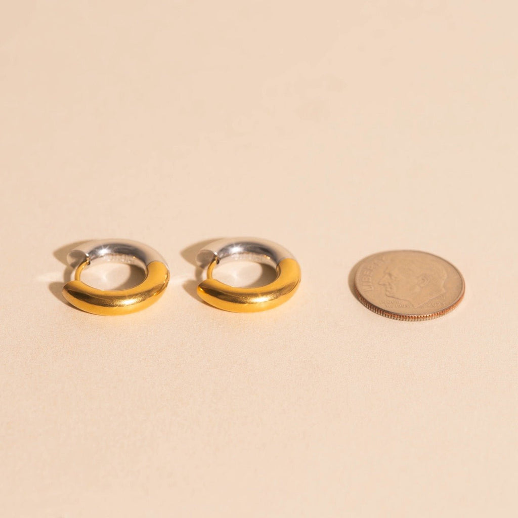Titanium Chunky Rounded Huggie Hoop Earrings Earrings La Vie Bien Titanium Chunky Rounded Huggie Hoop Earrings