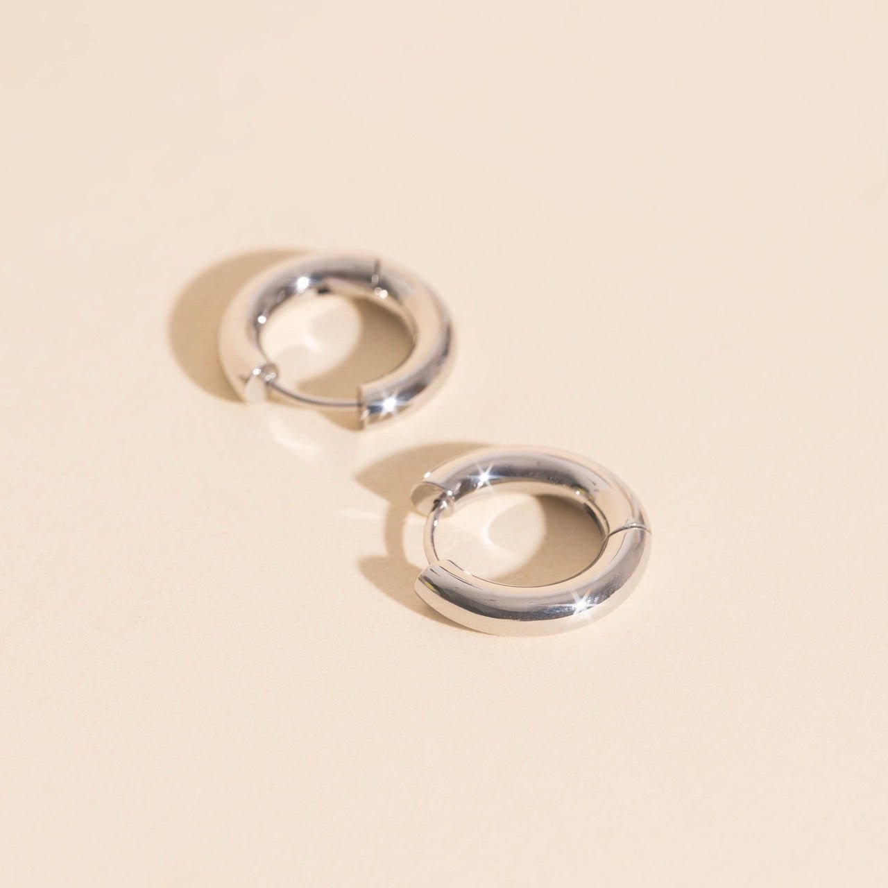 Titanium Chunky Rounded Huggie Hoop Earrings Earrings La Vie Bien Titanium Chunky Rounded Huggie Hoop Earrings